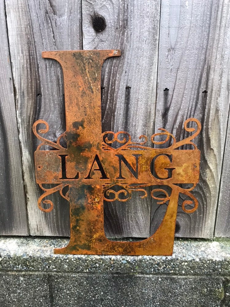 Custom metal rustic monogram personalized sign | SJP Metal Works, LLC