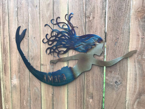 Custom metal personalized mermaid large