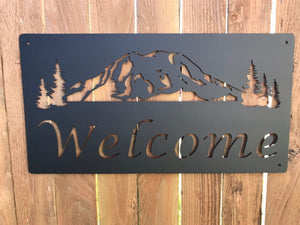 Custom metal mountain welcome sign