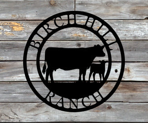 Custom Cattle Cow/Calf Metal Sign Personalized