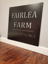 Load image into Gallery viewer, Custom metal ranch, property, home, house entrance address sign monogram, plaque
