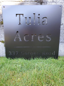 Custom metal ranch, property, home, house entrance address sign monogram, plaque