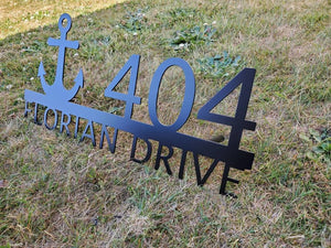 Custom metal anchor home house address sign for your rock or wall