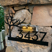 Load image into Gallery viewer, Custom metal tree humming bird home house address sign for your rock or wall
