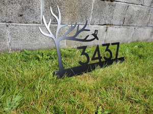 Custom metal tree humming bird home house address sign for your rock or wall