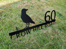 Load image into Gallery viewer, Custom metal bird crow home house address sign for your rock or wall
